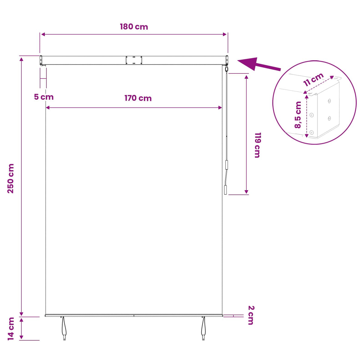 Roller Blind Anthracite 180 x 250 cm Fabric and Aluminum