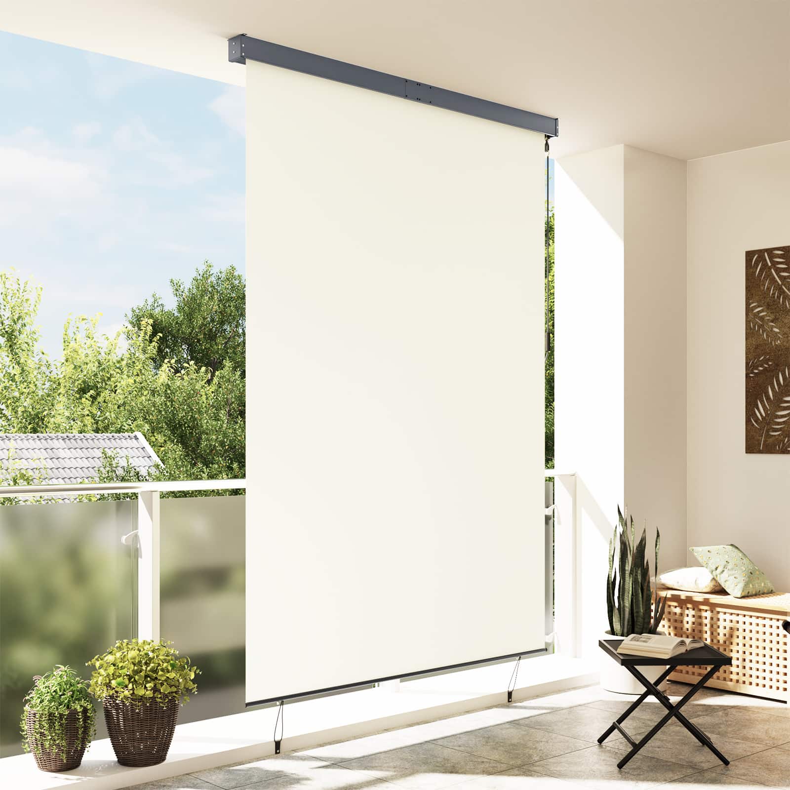 Roller Blind Cream 180 x 250 cm Fabric and Aluminum