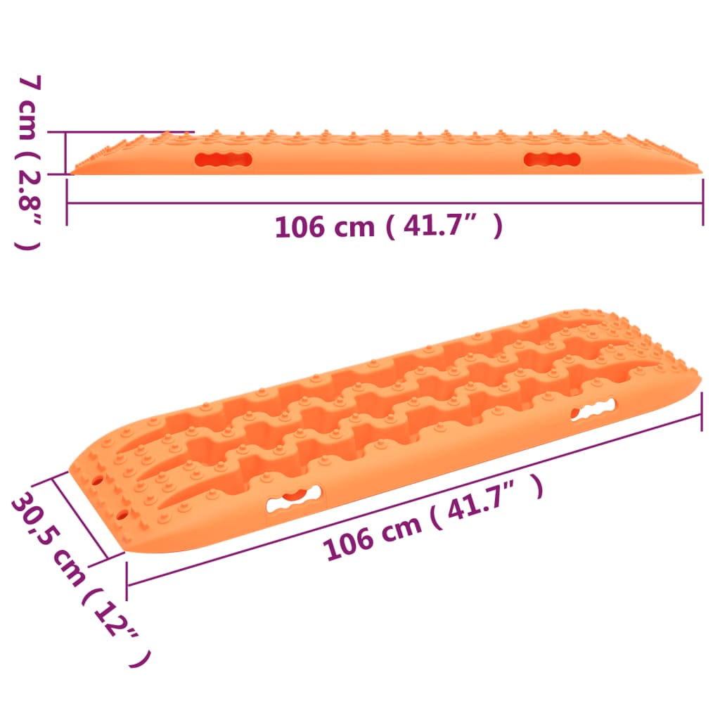 Traction Boards 2 pcs Orange 106x30.5x7 cm Nylon