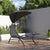 Sun Lounger with Canopy Dark Grey 167x80x195 cm Fabric&Steel