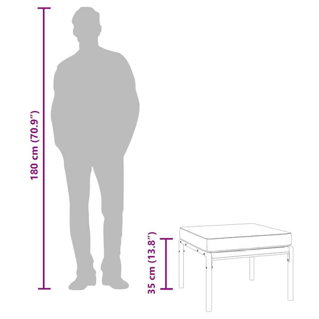 Garden Footstools with Grey Cushions 2 pcs 60x60x35 cm Steel