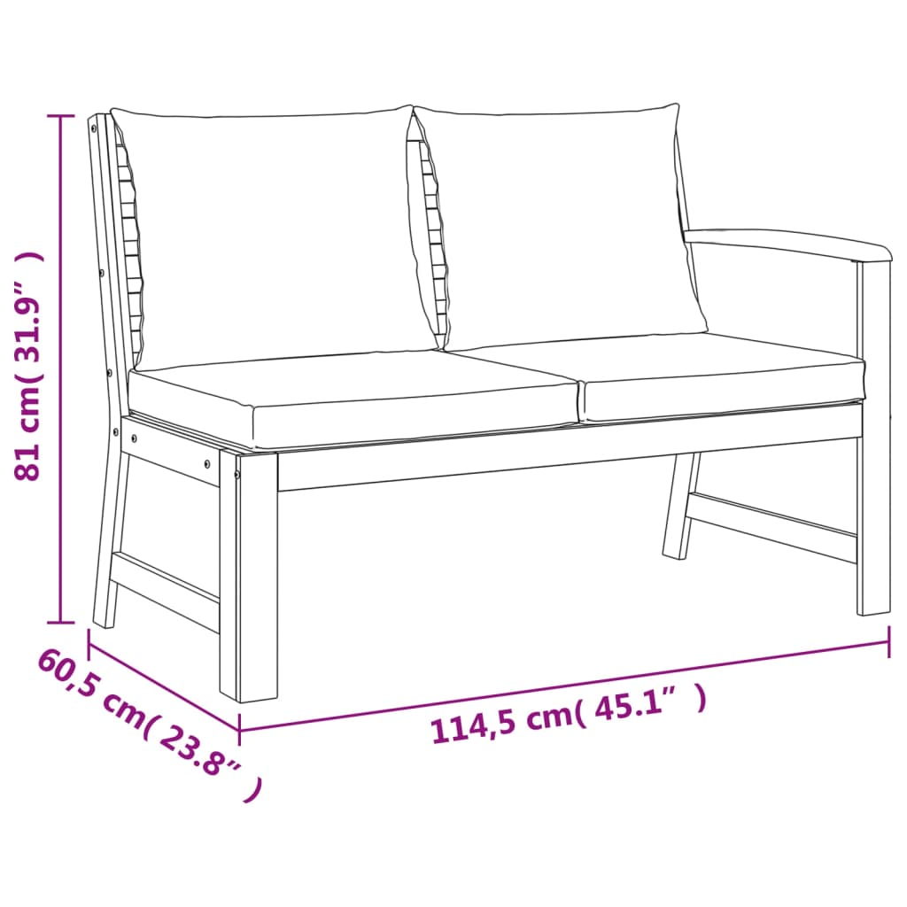 9 Piece Garden Dining Set with Cushions Solid Wood Acacia