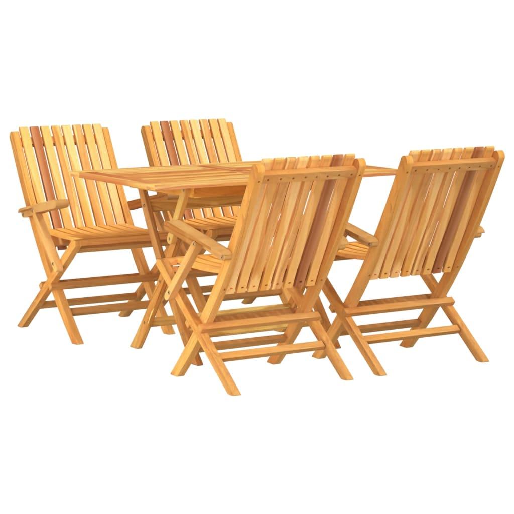 5 Piece Garden Dining Set Solid Wood Teak