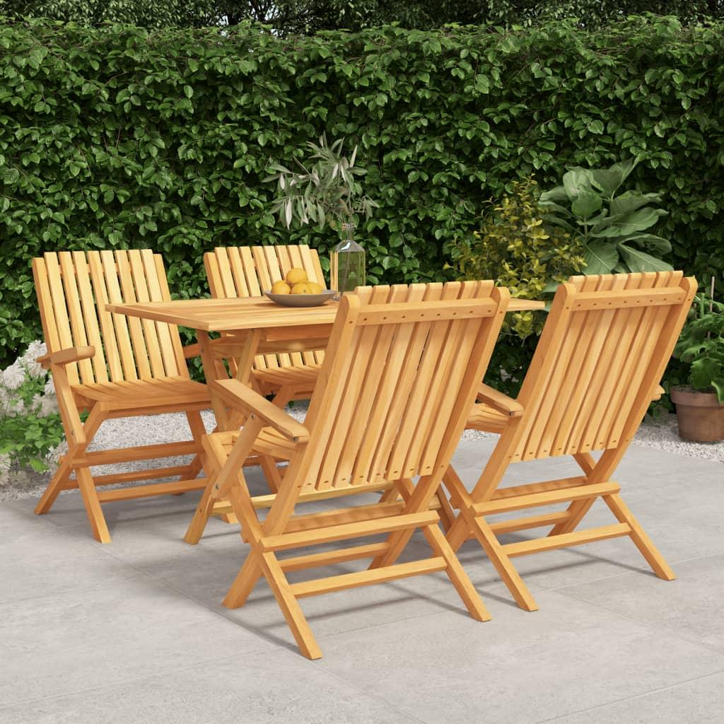 5 Piece Garden Dining Set Solid Wood Teak