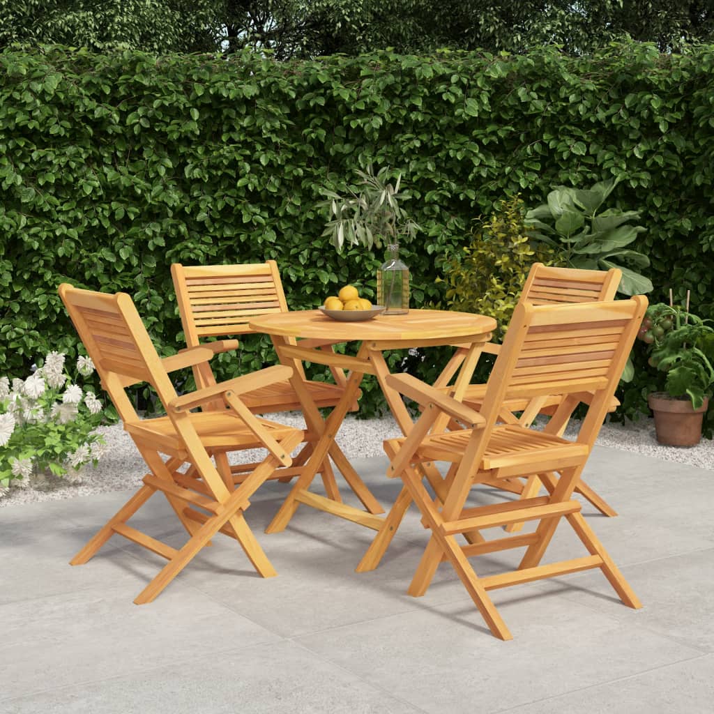 5 Piece Garden Dining Set Solid Wood Teak