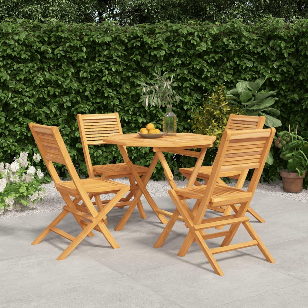 5 Piece Garden Dining Set Solid Wood Teak