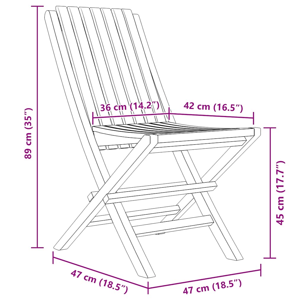 Folding Garden Chairs 4 pcs 47x47x89 cm Solid Wood Teak