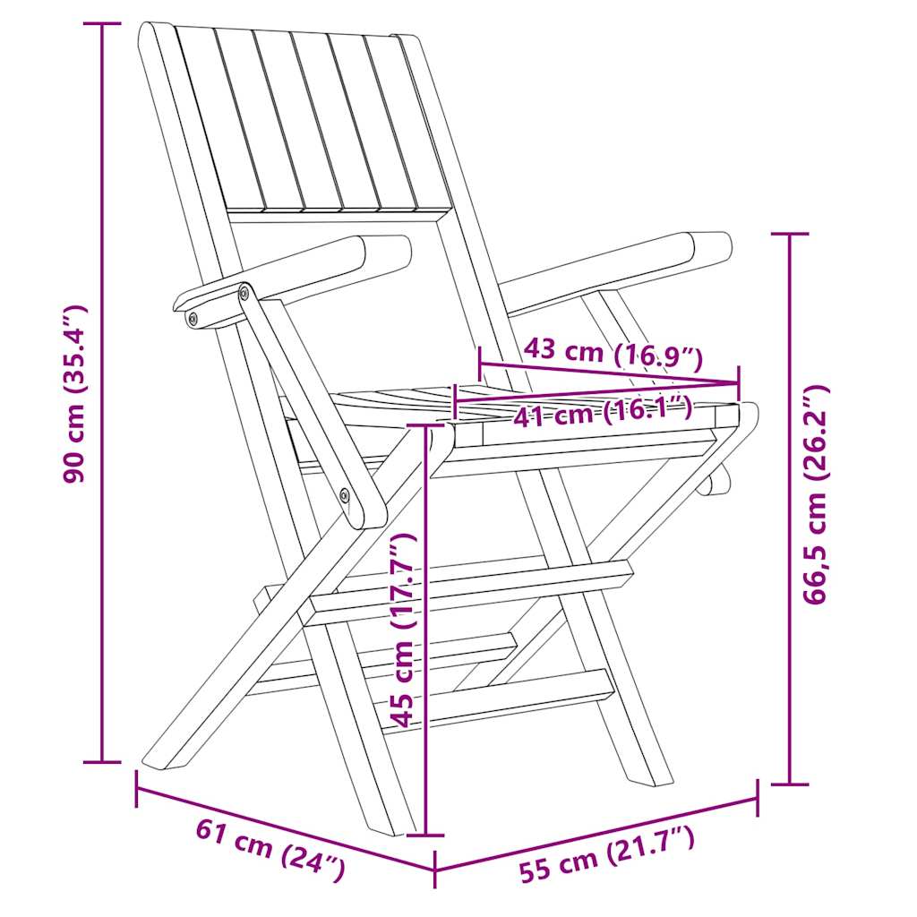 Folding Garden Chairs 8 pcs 55x61x90 cm Solid Wood Teak