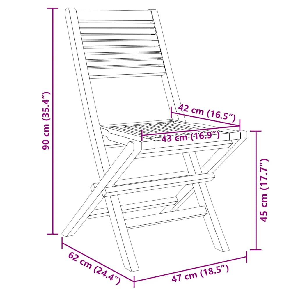 Folding Garden Chairs 6 pcs 47x62x90 cm Solid Wood Teak