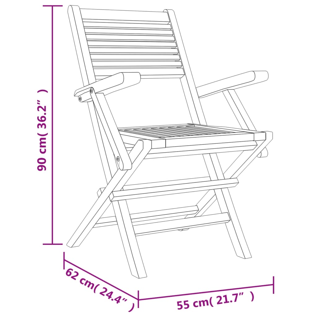 Folding Garden Chairs 6 pcs 55x62x90 cm Solid Wood Teak