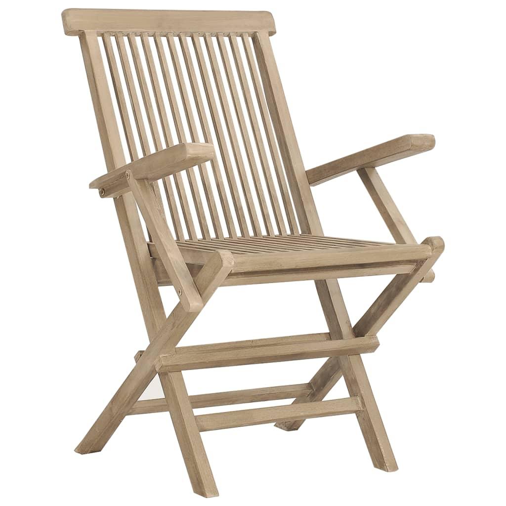 Folding Garden Chairs 6 pcs Grey 56x61x89 cm Solid Wood Teak