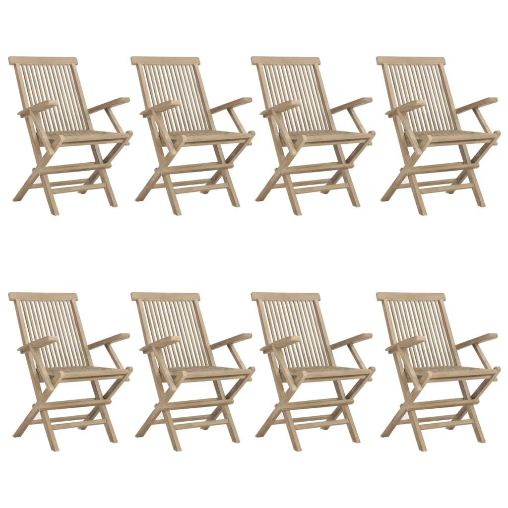 Folding Garden Chairs 8 pcs Grey 56x61x89 cm Solid Wood Teak