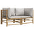 Garden Corner Sofas with Light Grey Cushions 2 pcs Bamboo