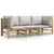 3 Piece Garden Lounge Set with Light Grey Cushions Bamboo