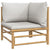 5 Piece Garden Lounge Set with Light Grey Cushions Bamboo