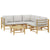 6 Piece Garden Lounge Set with Light Grey Cushions Bamboo