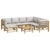 8 Piece Garden Lounge Set with Light Grey Cushions Bamboo