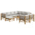 10 Piece Garden Lounge Set with Light Grey Cushions Bamboo