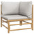 3 Piece Garden Lounge Set with Light Grey Cushions Bamboo