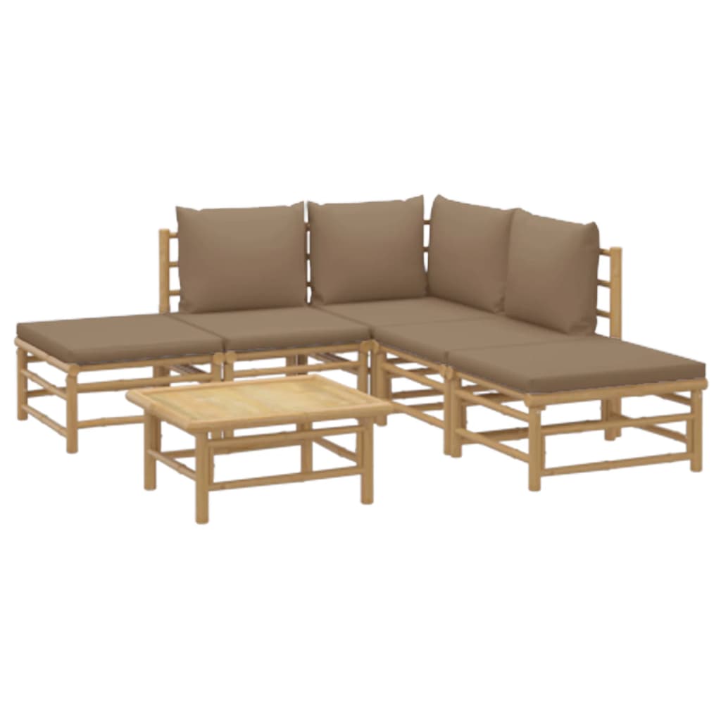 6 Piece Garden Lounge Set with Taupe Cushions  Bamboo