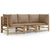 3 Piece Garden Lounge Set with Taupe Cushions  Bamboo