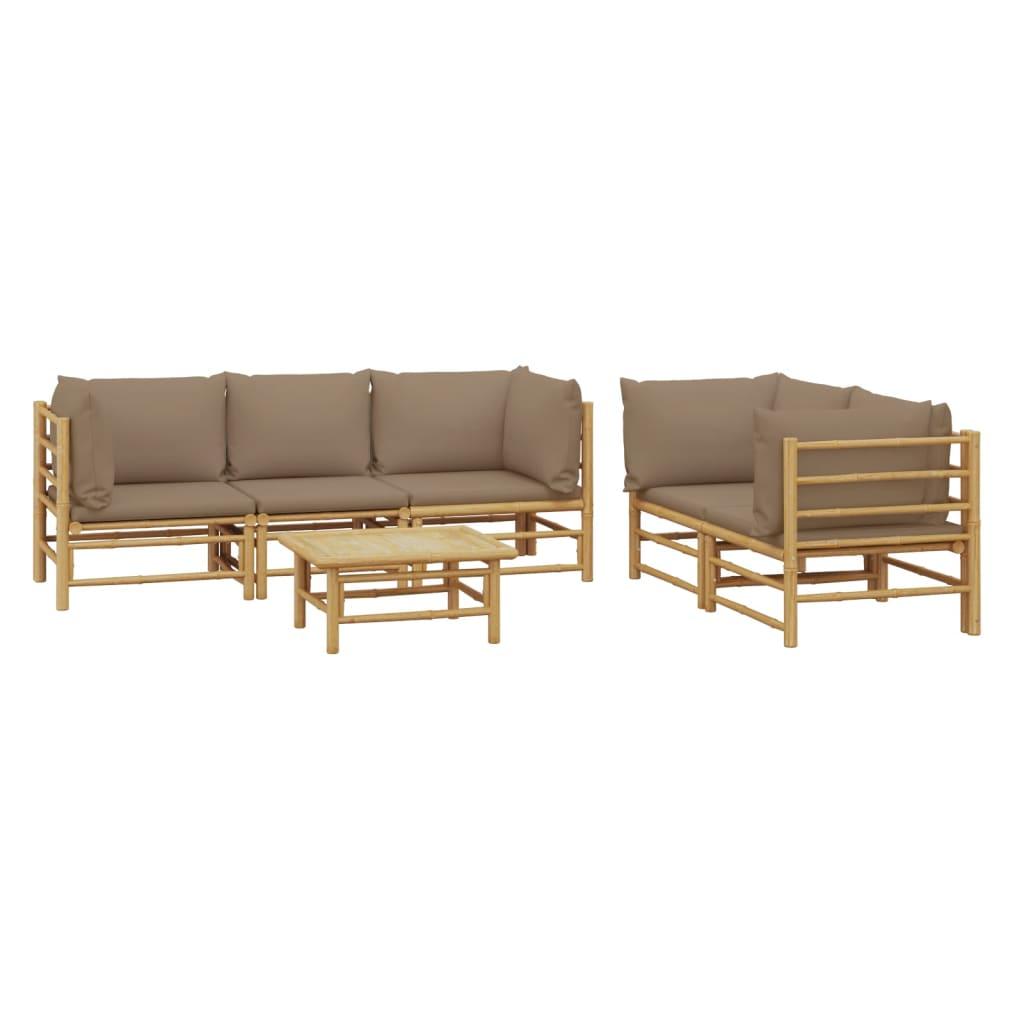 6 Piece Garden Lounge Set with Taupe Cushions  Bamboo