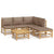 6 Piece Garden Lounge Set with Taupe Cushions  Bamboo