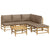 6 Piece Garden Lounge Set with Taupe Cushions  Bamboo