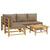 5 Piece Garden Lounge Set with Taupe Cushions  Bamboo