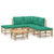 6 Piece Garden Lounge Set with Green Cushions  Bamboo