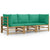 3 Piece Garden Lounge Set with Green Cushions  Bamboo