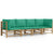 4 Piece Garden Lounge Set with Green Cushions  Bamboo