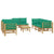 9 Piece Garden Lounge Set with Green Cushions  Bamboo