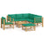 8 Piece Garden Lounge Set with Green Cushions  Bamboo