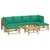 7 Piece Garden Lounge Set with Green Cushions  Bamboo