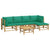 6 Piece Garden Lounge Set with Green Cushions  Bamboo