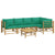 6 Piece Garden Lounge Set with Green Cushions  Bamboo