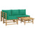 5 Piece Garden Lounge Set with Green Cushions  Bamboo