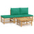 4 Piece Garden Lounge Set with Green Cushions  Bamboo