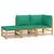 3 Piece Garden Lounge Set with Green Cushions  Bamboo