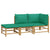 3 Piece Garden Lounge Set with Green Cushions  Bamboo