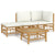 4 Piece Garden Lounge Set with Cream White Cushions  Bamboo