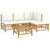 5 Piece Garden Lounge Set with Cream White Cushions  Bamboo