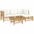 5 Piece Garden Lounge Set with Cream White Cushions  Bamboo