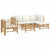 6 Piece Garden Lounge Set with Cream White Cushions  Bamboo