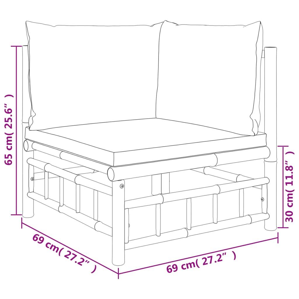 6 Piece Garden Lounge Set with Cream White Cushions  Bamboo