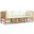 3 Piece Garden Lounge Set with Cream White Cushions  Bamboo