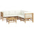 6 Piece Garden Lounge Set with Cream White Cushions  Bamboo