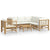 7 Piece Garden Lounge Set with Cream White Cushions  Bamboo