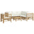 7 Piece Garden Lounge Set with Cream White Cushions  Bamboo